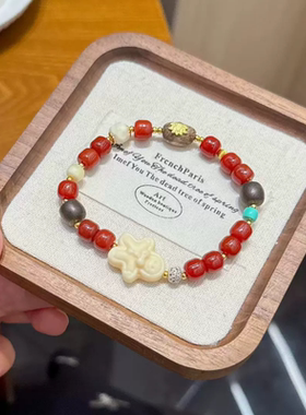 手工天然水晶玛瑙手链手串饰品女款简约本命年转运手链红绳首饰