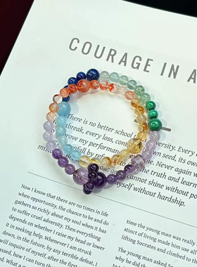 原创ins设计天然水晶多宝双圈手链女款紫水晶手串青金石饰品礼物