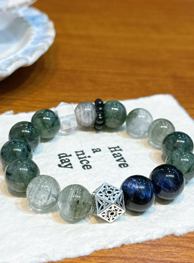 天然绿幽灵手链女款补木绿发晶手串送女友闺蜜生日礼物转运饰品