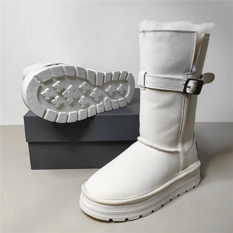 KS-10-88厚底雪地靴女冬季纯羊毛高筒靴防滑加厚保暖长筒靴棉鞋