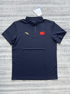 安踏赞助2025中国代表团国服polo衫翻领传奇蓝运动短袖速干短袖