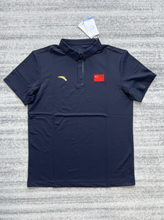 安踏赞助2025中国代表团国服polo衫 翻领传奇蓝运动短袖 速干短袖