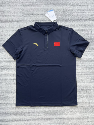 安踏赞助2025中国代表团国服polo衫翻领传奇蓝运动短袖速干短袖