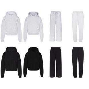 美国代购SKIMS COTTON FLEECE卡戴珊加绒长袖运动裤套装卫衣卫裤