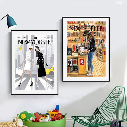 纽约客杂志The New Yorker装饰画从第九大道看世界复古美式挂画