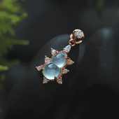 冰种翡翠A货葫芦吊坠缅甸玉石挂件女款 025 925银镶天然聚宝盆珠宝