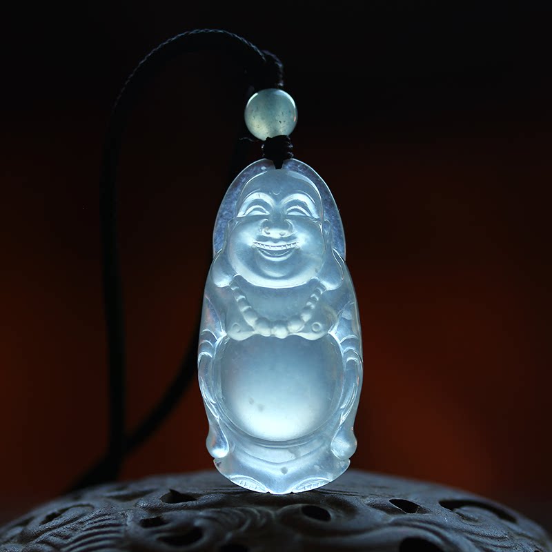 冰种翡翠a货弥勒佛公挂件吊坠木那缅甸玉石精品天然珠宝证书 0936