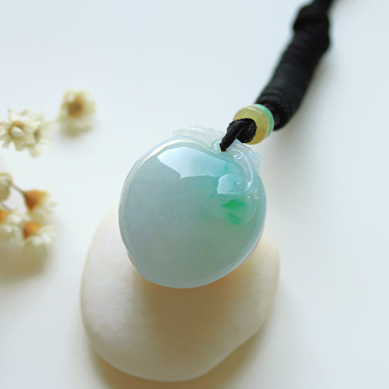 阳绿翡翠A货寿桃挂件吊坠糯冰种缅甸玉石礼物天然聚宝盆珠宝 0620