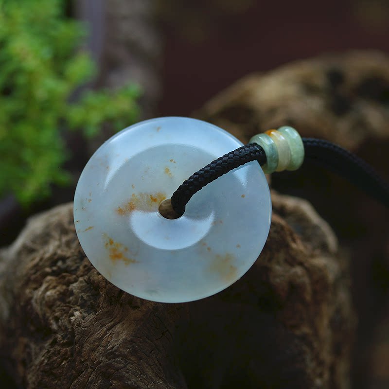 黄紫翡翠a货平安扣挂件怀古吊坠糯冰种缅甸玉石天然珠宝证书 0369