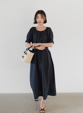 11843宽松H型直筒长款连衣裙夏季轻薄简约通勤日常连衣裙