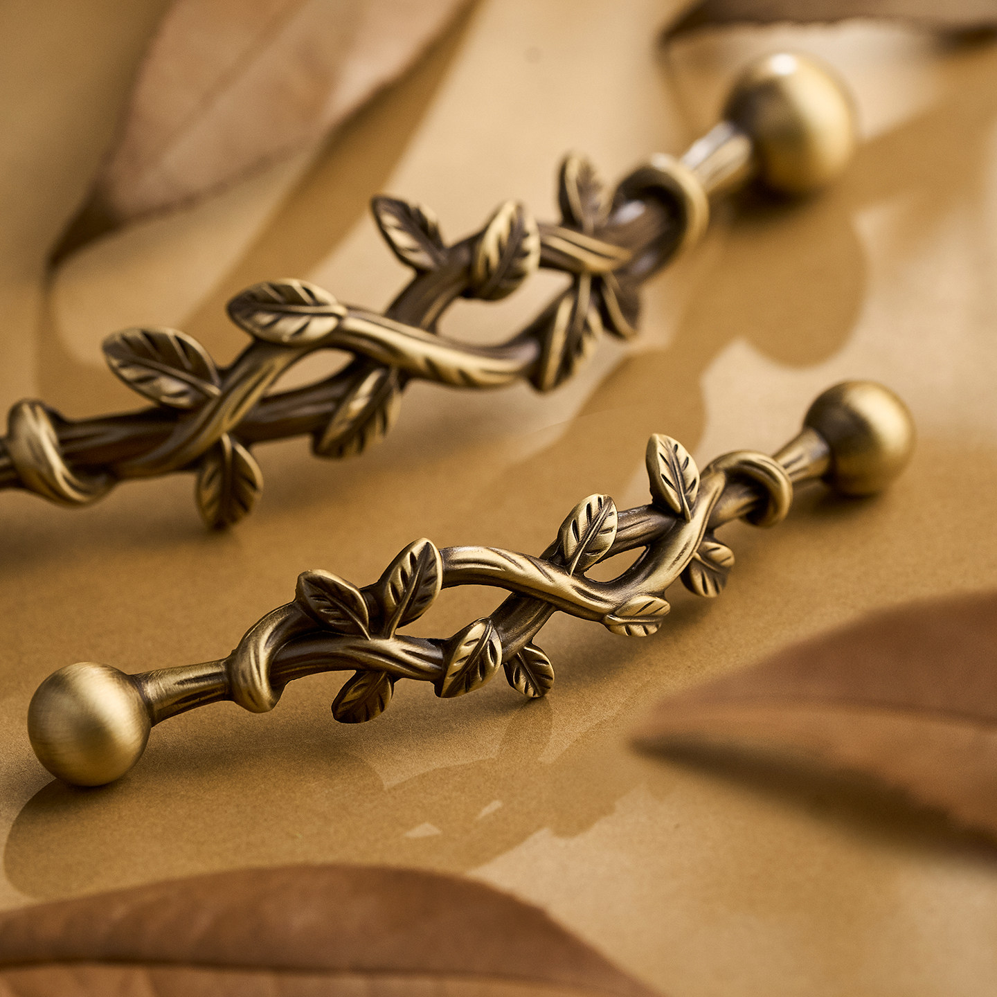 屿铜复古风黄铜柜门拉手衣柜门橱柜抽屉 DIY创意古铜藤蔓柜子把手,基础建材,小拉手,淘宝优惠券,粉丝福利购,淘宝优惠卷