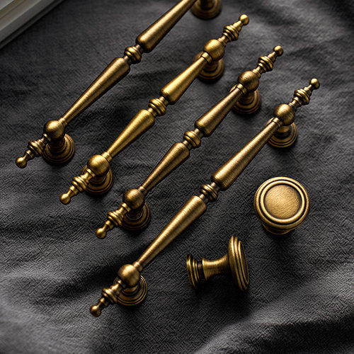 屿铜法式黄铜复古柜门拉手古铜色