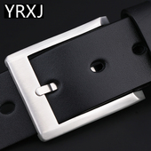 头层牛皮腰带男简约休闲不锈钢扣真皮皮带男士 带男潮 牛皮牛仔裤