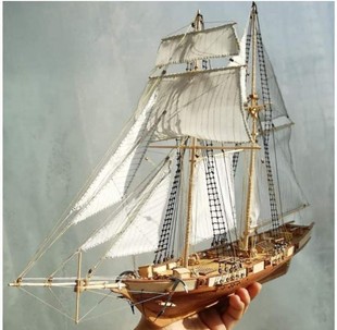 哈维号DIY船模型套材木制西洋船模型套件DIY材料拼装 玩具