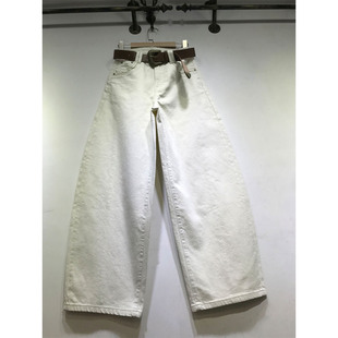 刺绣显瘦阔腿裤 拖地牛仔裤 61205 女2026年春季 E野视角米白色弯刀裤