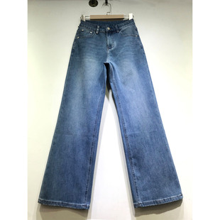 E野视角弹力微喇叭裤女2026年春季爱心刺绣牛仔裤皮牌长裤61271