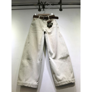 奶茶色阔腿裤 拖地牛仔裤 61199 女2025冬季 E野视角加厚复合绒弯刀裤