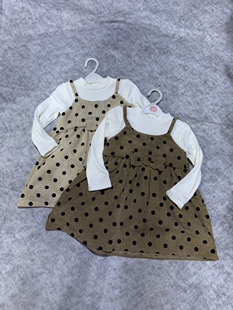 日本订单mamaraku妈妈乐 女童连衣裙假两件全棉半高领