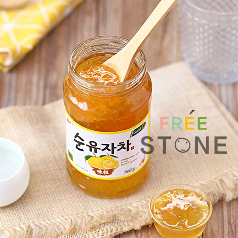 韩国进口kj国际蜂蜜柚子茶10000克一公斤装玻璃瓶饮品配泡沫包装