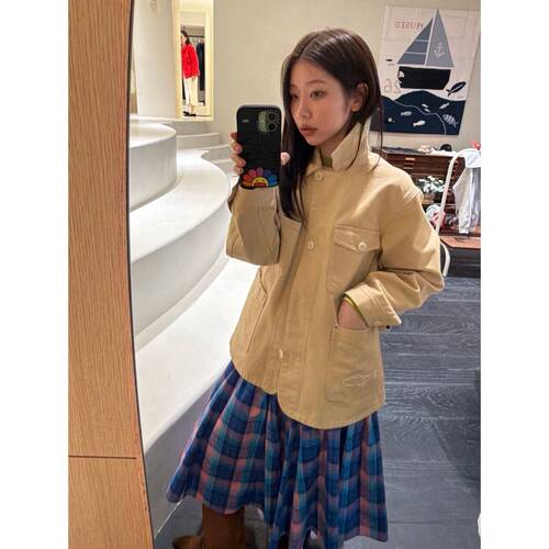 韩国小众品牌MUSED郑素敏同款刺绣牛仔夹克外套