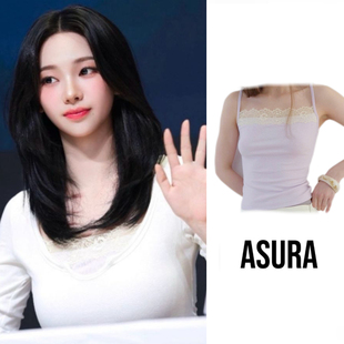 韩国小众品牌ASURA【易碎小白花】柳智敏申有娜蕾丝边吊带背心