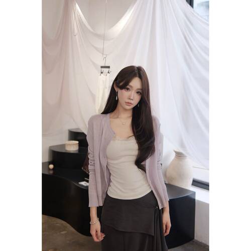 韩国小众品牌ASURA【香芋美羊羊】纯色羊毛针织开衫