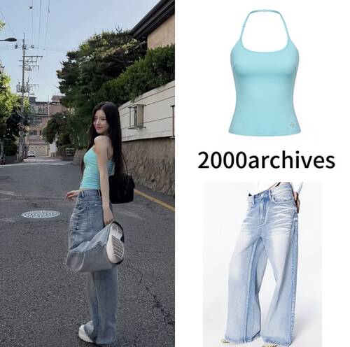 韩国小众品牌2000ARCHIVES安宥真jellabee田姬振同款挂脖背心