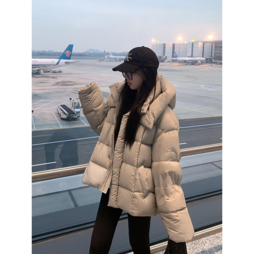 90白鸭绒冬季韩系连帽羽绒服