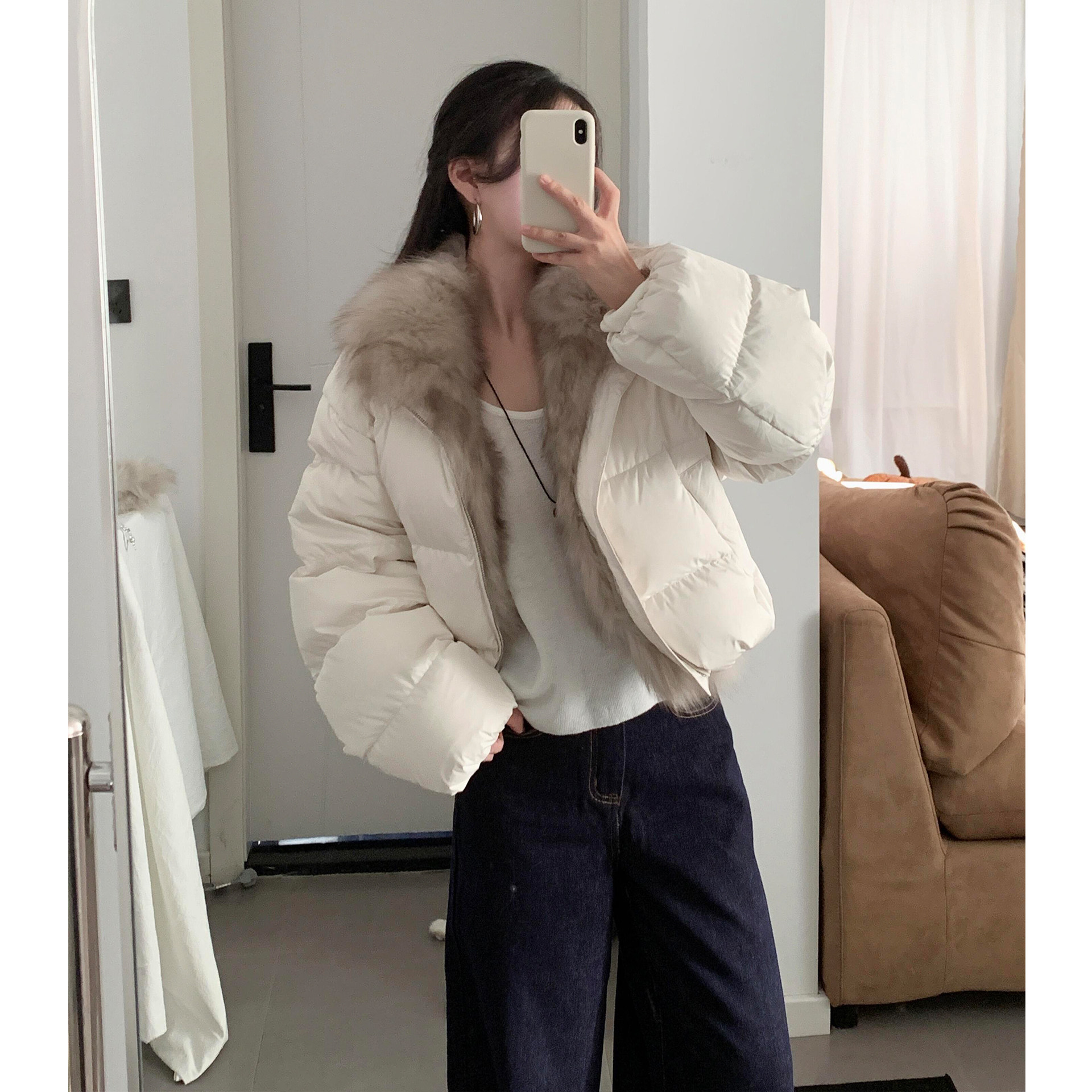 毛领羽绒服女冬季设计感外套