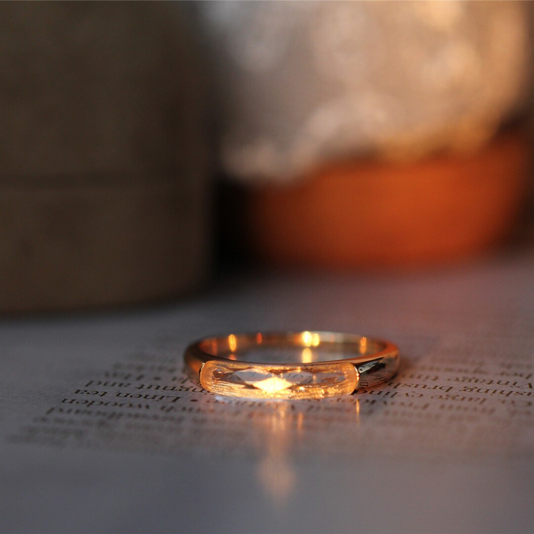 翎舞|925银镀金刻面白水晶黑玛瑙天然晶石闭口戒指日系轻奢aget