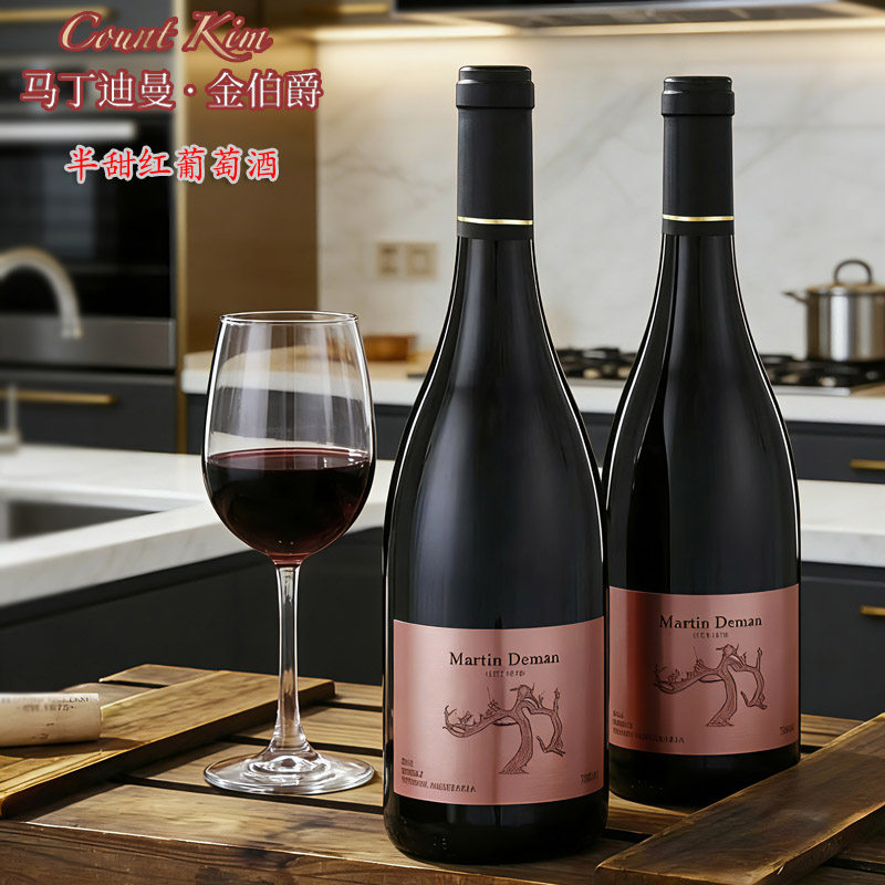 澳大利亚进口马丁迪曼金伯爵半甜红葡萄酒750ml女士微醺送礼红酒