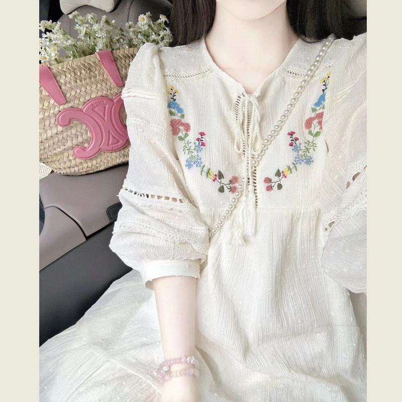 森系小清新连衣裙女夏季高级感新中式娃娃裙宽松显瘦小个子短裙