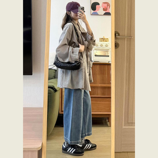 复古茶色立领宽松中长款风衣女春秋季慵懒松弛感单排扣休闲外套