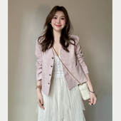 上衣 短款 粉色小香风外套女春秋新款 高级感韩系气质小个子中式