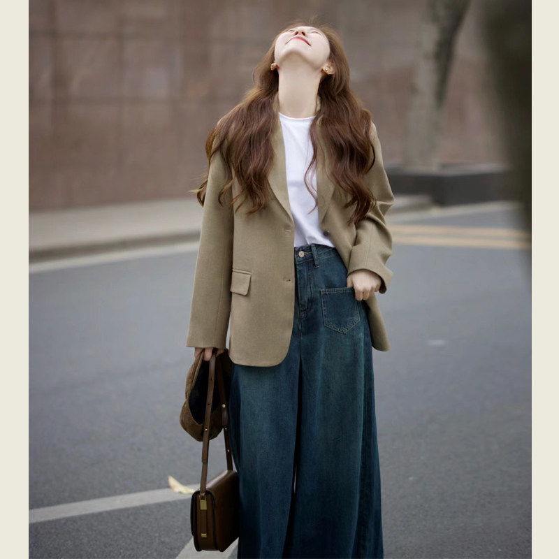 oversize高级感咖色西装外套