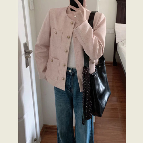 粉色甜美减龄小香风外套