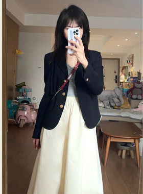 韩版休闲黑色小西服上衣