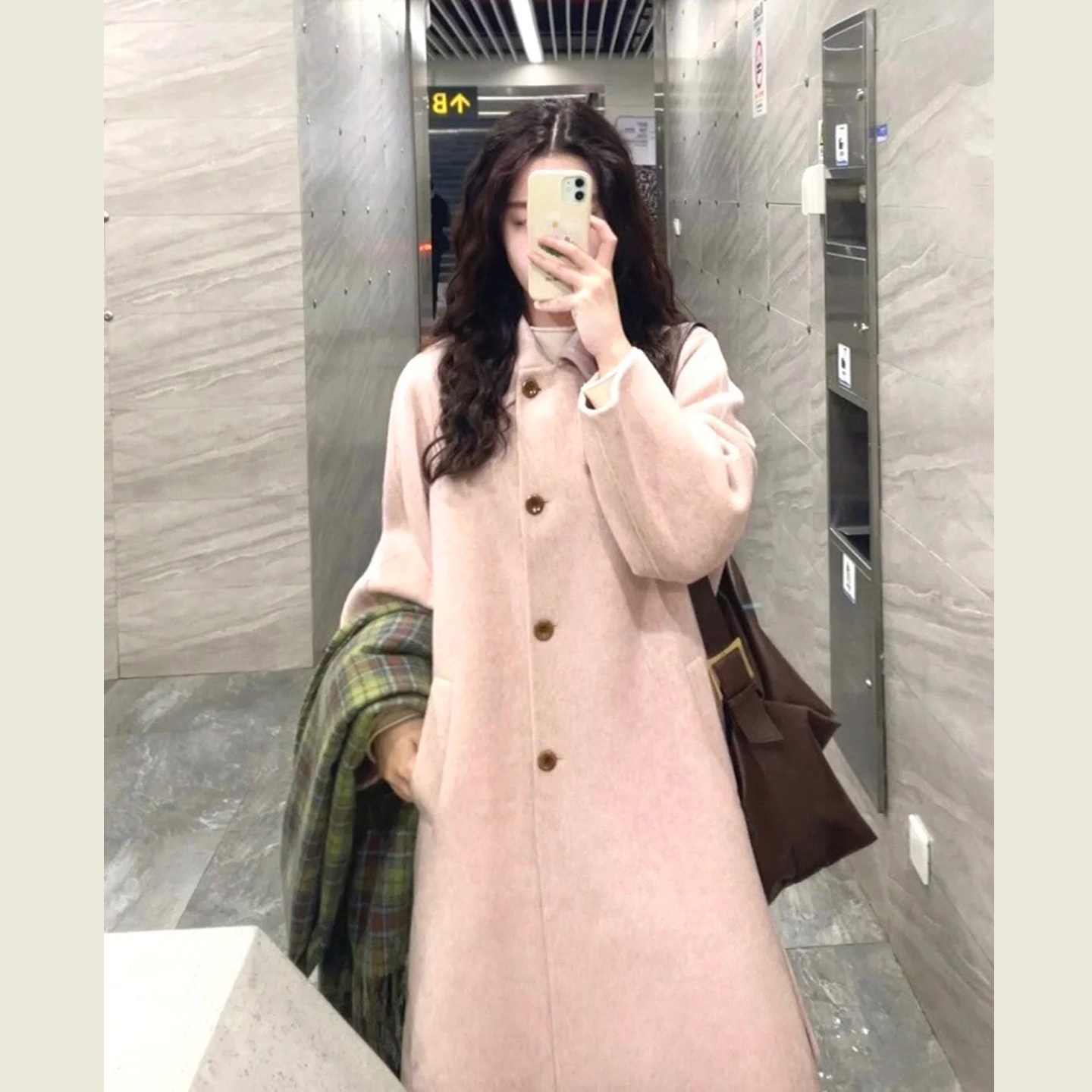 温柔风粉色翻领单排扣毛呢外套女秋冬季小个子中长款减龄呢子大衣,女装/女士精品,毛呢外套,淘宝优惠券,粉丝福利购,淘宝优惠卷