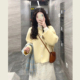 温柔韩系风黄色圆领毛呢外套女秋冬季 呢子大衣 小个子宽松减龄短款