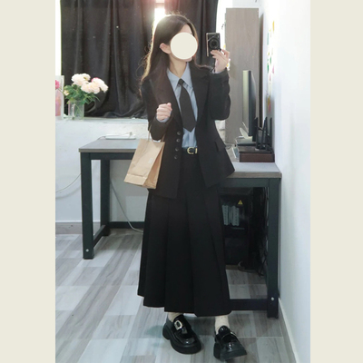 通勤面试黑色西装套装