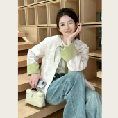 轻国风新中式 温柔气质高级感上衣 撞色拼接盘扣外套女2024早春新款