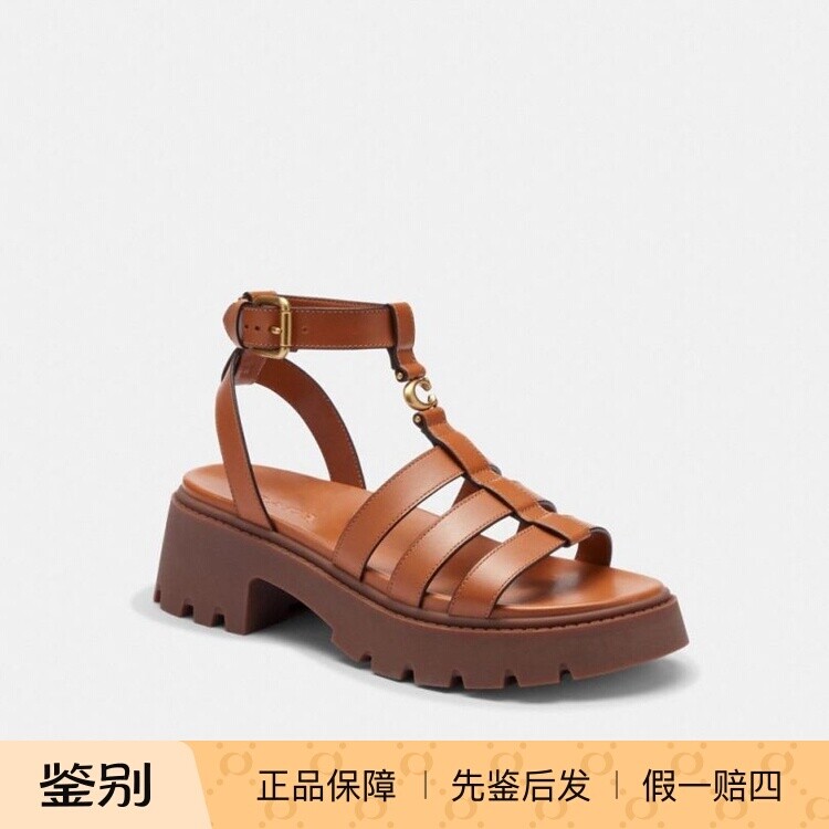 澳门代购 专柜正品 coach蔻驰新款女鞋立体C字饰件厚底渔夫凉鞋