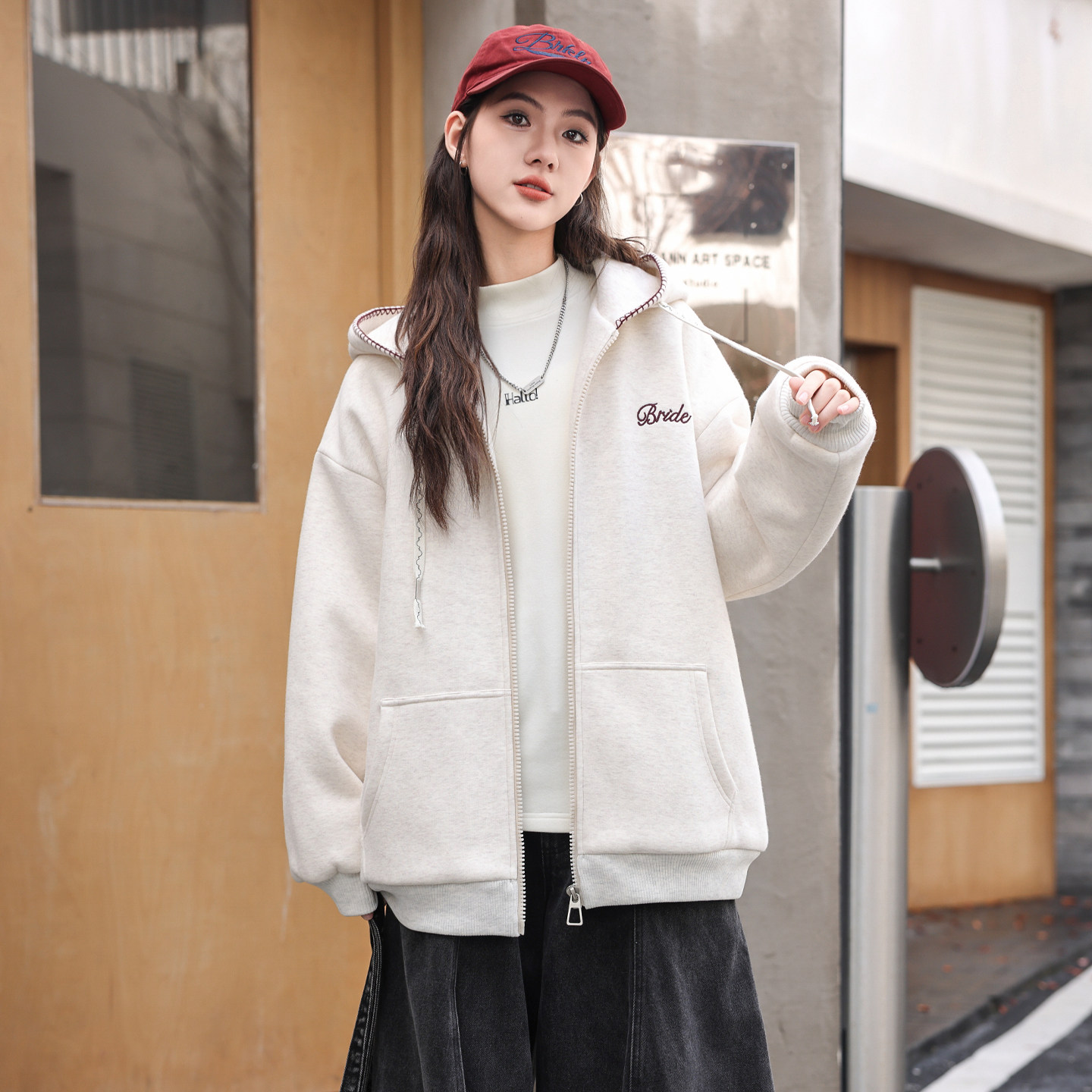 女大童夹棉外套骄骄虎2025冬季新款初中生高中生连帽棉服加厚7522