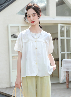女大童夏季天丝棉短袖上衣骄骄虎2025新款初中生洋气半袖衬衫7227