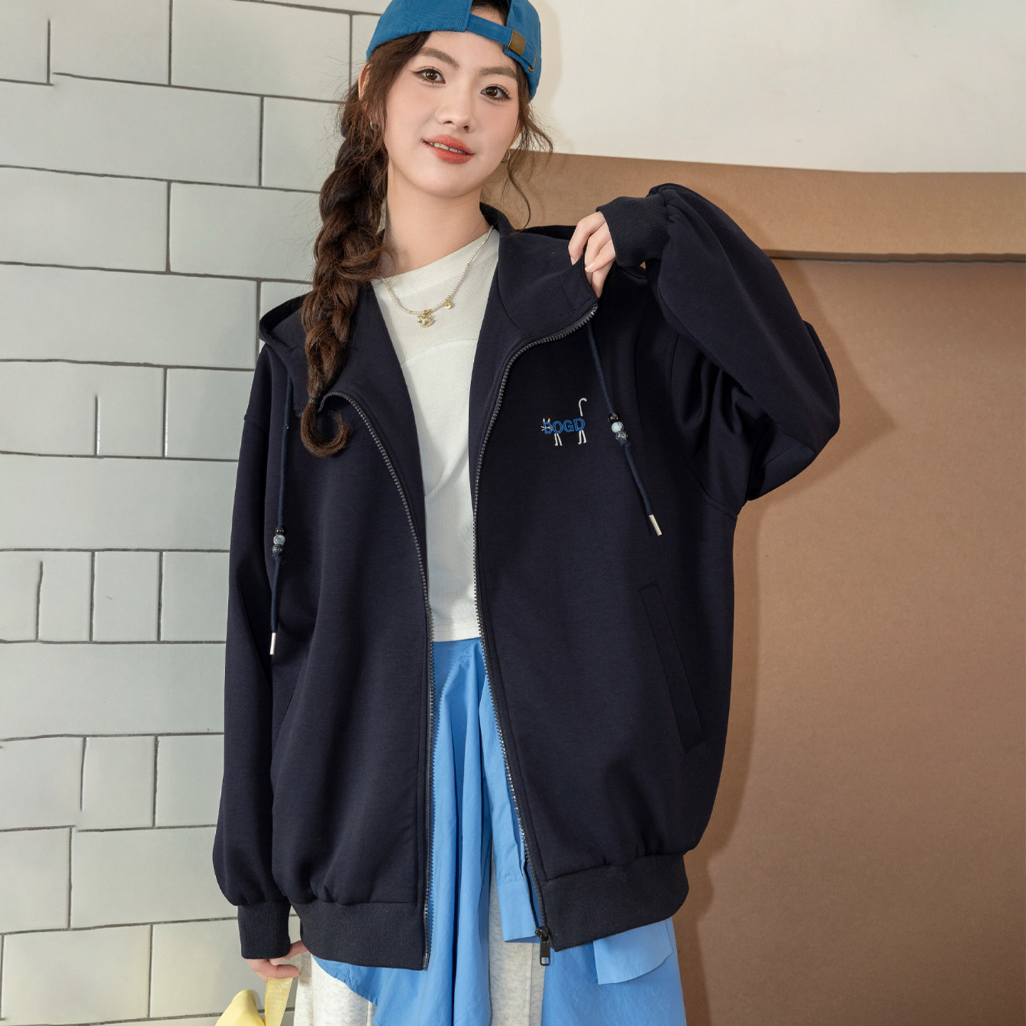 女童连帽外套骄骄虎2026春季新款休闲拉链开衫中大童洋气上衣9015