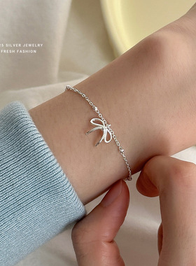 s925纯银蝴蝶结手链女气质优雅手饰温柔甜美小众设计轻奢百搭韩版