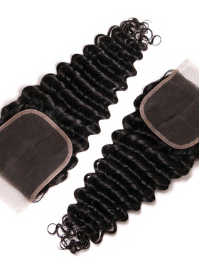 9A 4*4 deep wave lace frontal Closure brazilian hair weave