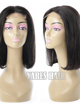 CLOSURE LACE WIG HUMAN HAIR BOB STRAIGHT WIG真发4*4蕾丝头套