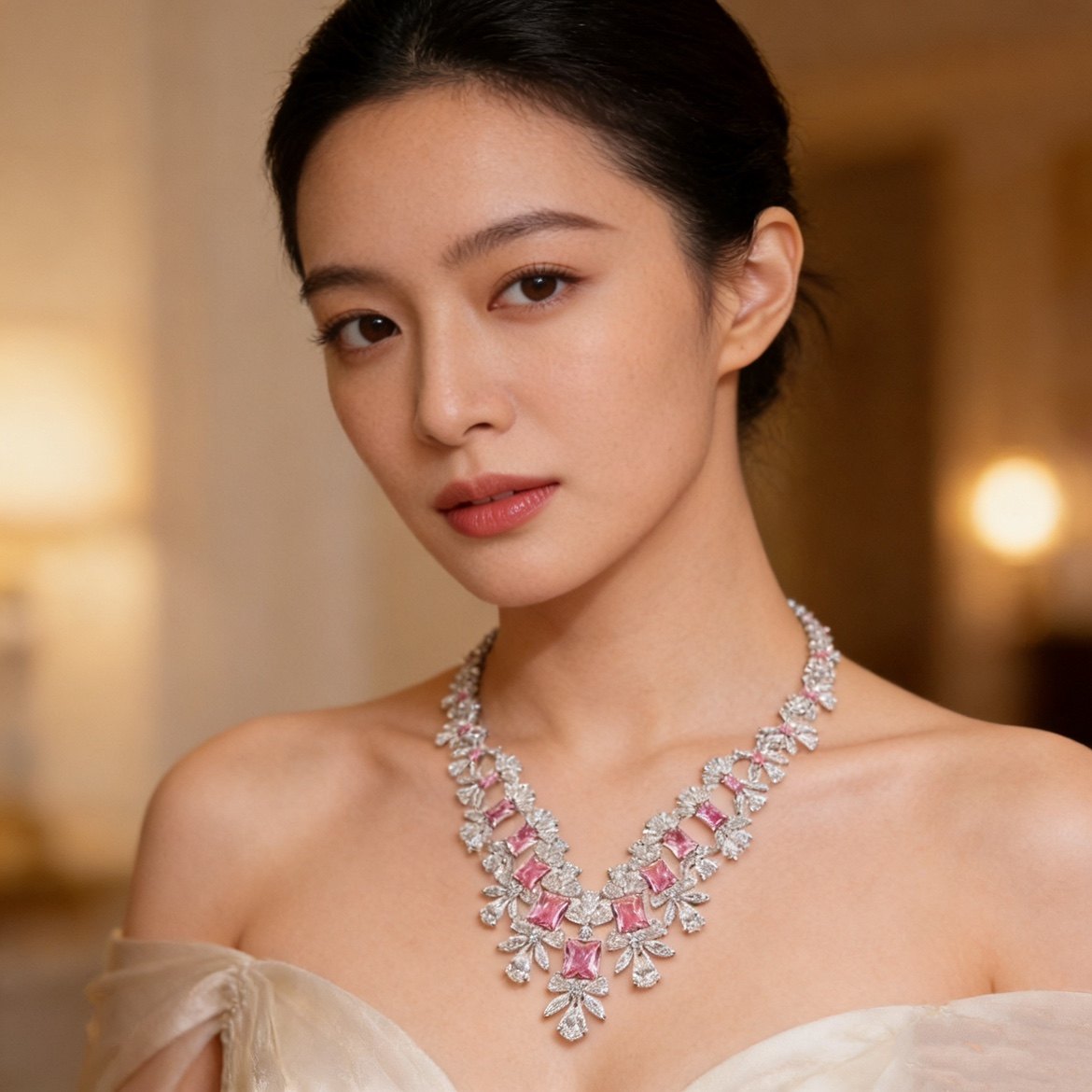 法式奢华重工粉钻新娘晚宴礼服项链耳环套装高级感舞会晚装锁骨链,饰品/流行首饰/时尚饰品新,项链,淘宝优惠券,粉丝福利购,淘宝优惠卷