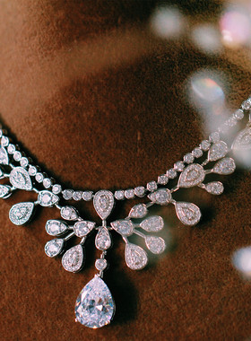 法式名媛蓝色粉色新娘婚纱礼服晚宴项链女小众设计感轻奢高级大气